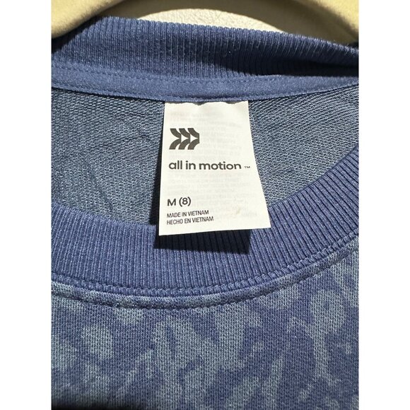 All in Motion Girls cropped long sleeve top blue with animal print pattern M 8 - Picture 4 of 6